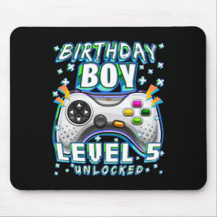 Level 5 Unlocked Video Game 5th Birthday Gamer Boy Mouse Mat