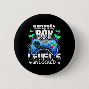 Level 5 Unlocked Video Game 5th Birthday Gamer Gif 6 Cm Round Badge