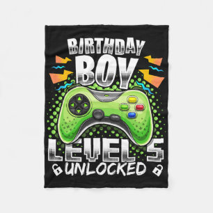 Level 5 Unlocked Video Game 5th Birthday Gamer Gif Fleece Blanket
