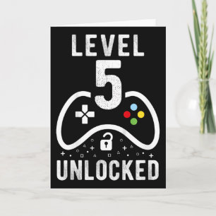 Level 5 Unlocked Video Game 5th Birthday Gift Card