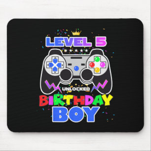 Level 5 Unlocked Video Game Birthday Boy Gamer 5th Mouse Mat