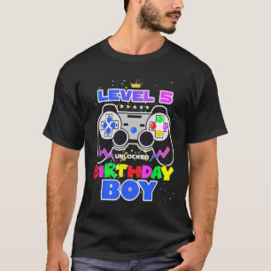 Level 5 Unlocked Video Game Birthday Boy Gamer 5th T-Shirt