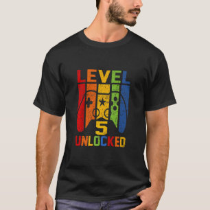Level 5 Unlocked  Video Gamer 5th Birthday  Boys  T-Shirt