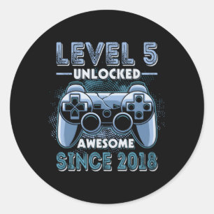 Level 5 Unlocked Video Gamer 5Th Gaming Classic Round Sticker