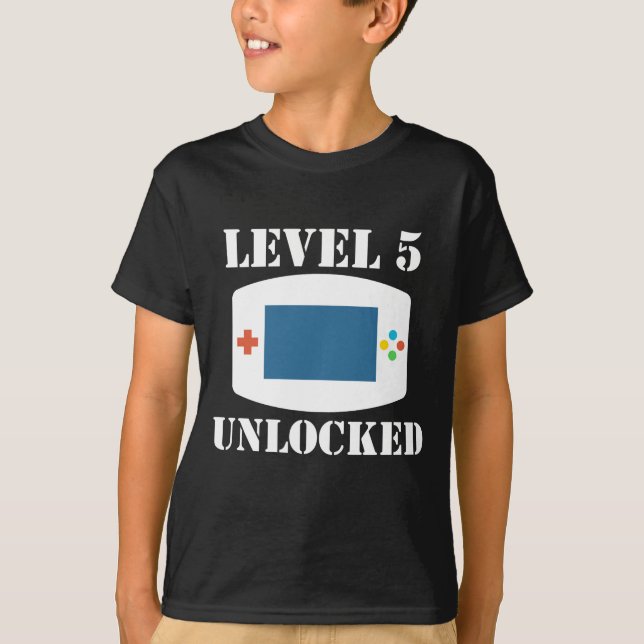 Level 5 Unlocked Video Games 5th Birthday T-Shirt (Front)