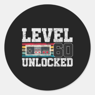 Level 60 Unlocked 60 Year Old Gift Video Gamer 60t Classic Round Sticker