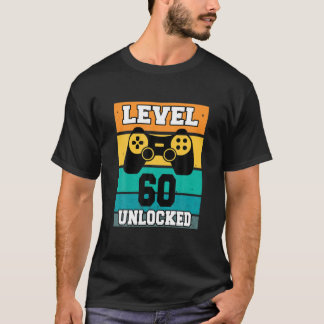 Level 60 Unlocked 60 Years Old Retro 80S 60Th Birt T-Shirt