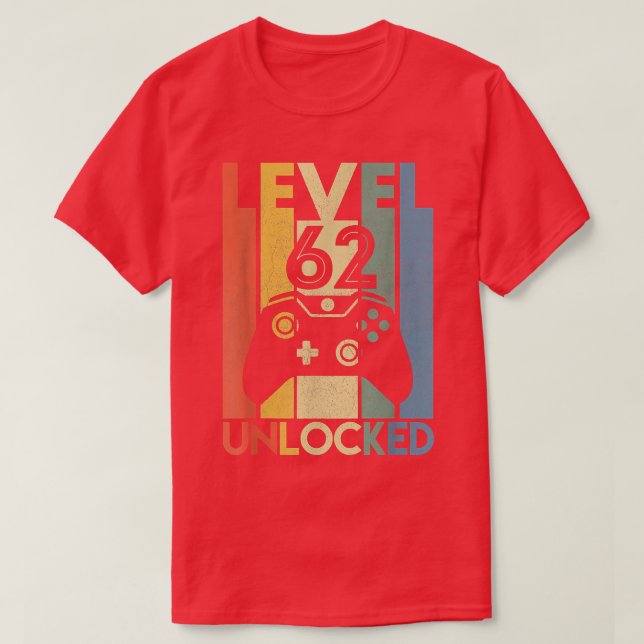 Level 62 UnlockedFunny Video Gamer 62Th Birthday G T-Shirt (Design Front)