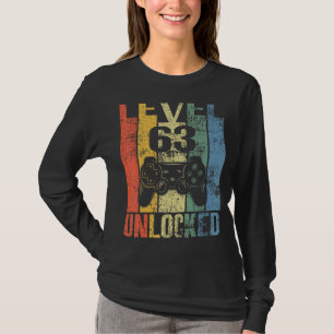 Level 63 Unlocked 63rd Birthday  For Video Gamers T-Shirt