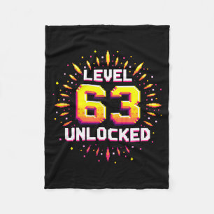 Level 63 Unlocked Birthday Gift Gamer Milestone  Fleece Blanket