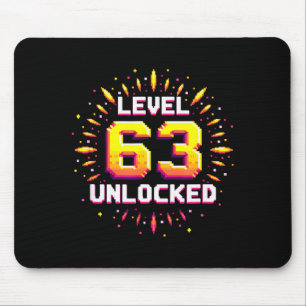 Level 63 Unlocked Birthday Gift Gamer Milestone  Mouse Mat