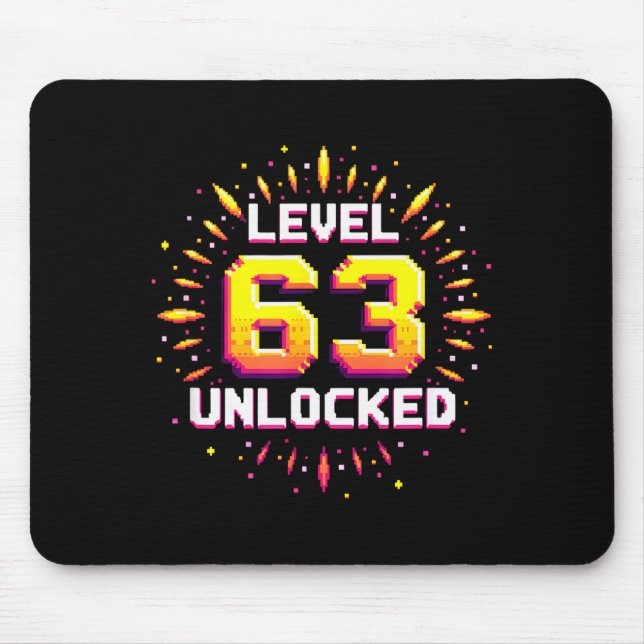 Level 63 Unlocked Birthday Gift Gamer Milestone  Mouse Mat (Front)