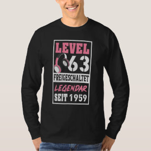 Level 63 Years Gamer Girl Since 1959 Birthday Vide T-Shirt