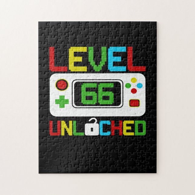 Level 66 Unlocked Video Game 10th Birthday Gift Jigsaw Puzzle (Vertical)