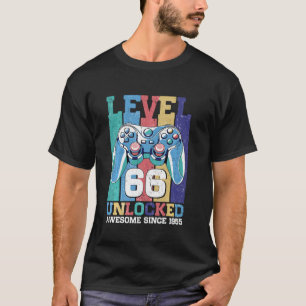Level 66 Unlocked Video Game Funny 66th Birthday G T-Shirt