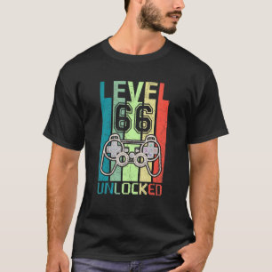 Level 66 Unlocked Video Gamer 66th Birthday Tee