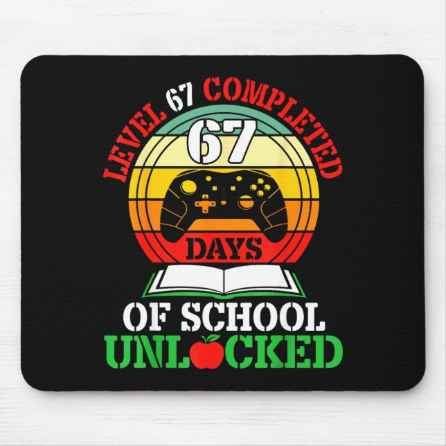 Level 67 Completed Days Of School Unlocked Gamer S Mouse Mat (Front)
