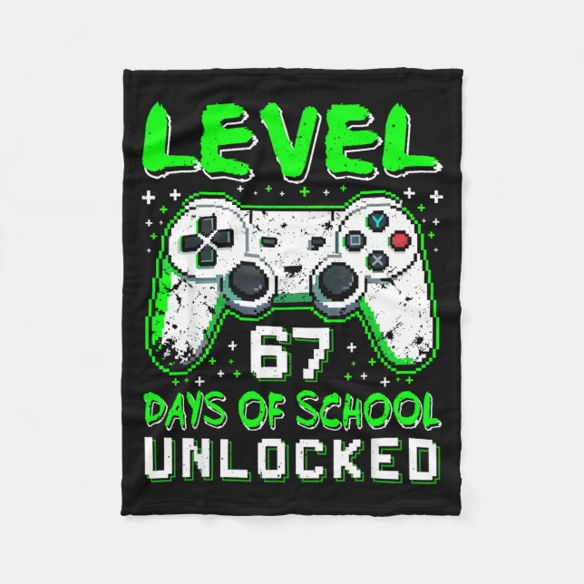 Level 67 Days Of School Unlocked Boys 67th Day Of  Fleece Blanket (Front)