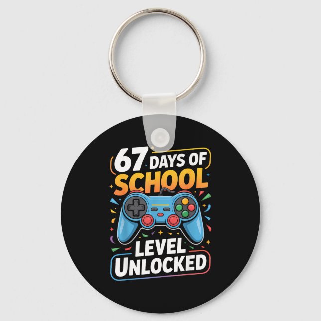Level 67 Days Of School Unlocked Boys 67th Day Of  Key Ring (Front)