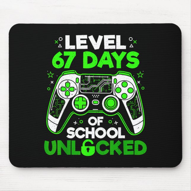 Level 67 Days Of School Unlocked Boys 67th Day Of  Mouse Mat (Front)