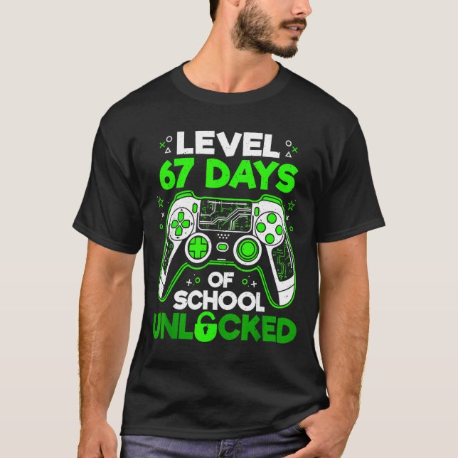 Level 67 Days Of School Unlocked Boys 67th Day Of  T-Shirt (Front)