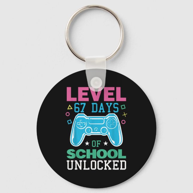 Level 67 Days Of School Unlocked Funny 6 7 Meme Ga Key Ring (Front)