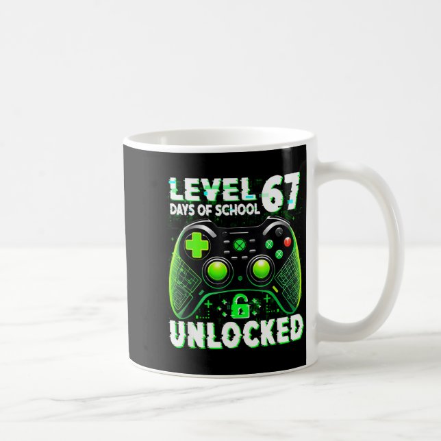 Level 67 Days Of School Unlocked Gamer Video Funny Coffee Mug (Right)