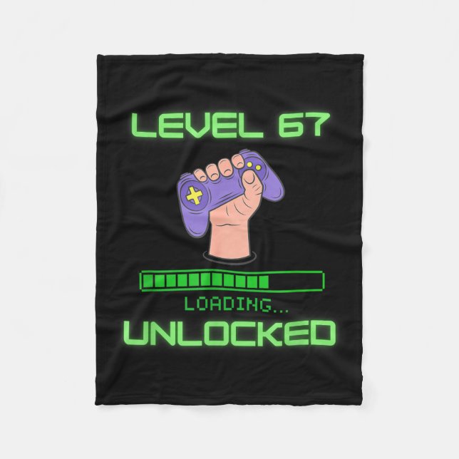 Level 67 Unlocked Gaming 6-7 School Meme Six Seven Fleece Blanket (Front)