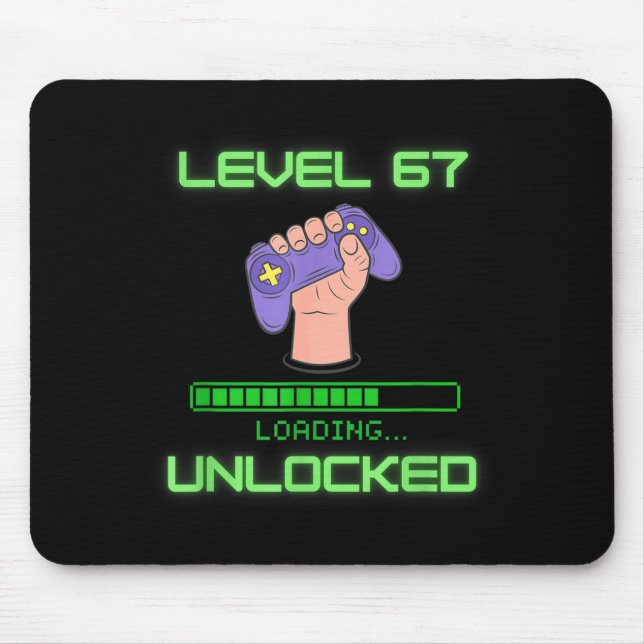 Level 67 Unlocked Gaming 6-7 School Meme Six Seven Mouse Mat (Front)