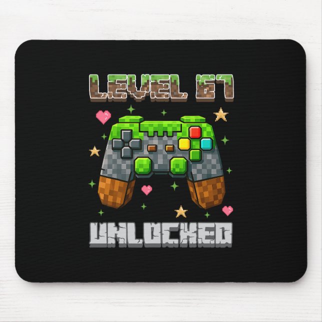 Level 67 Unlocked Gaming School Meme Six Seven Boy Mouse Mat (Front)