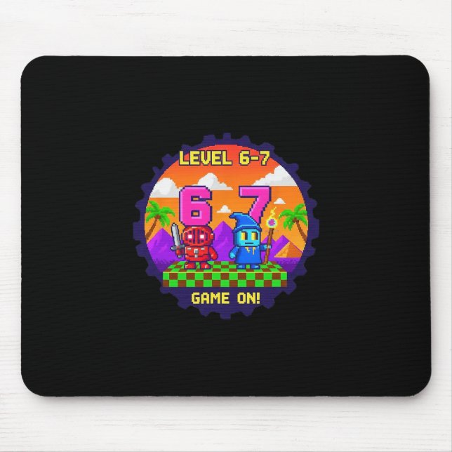 Level 6 7 Gaming Pixel Art Six Seven Gamers  Mouse Mat (Front)