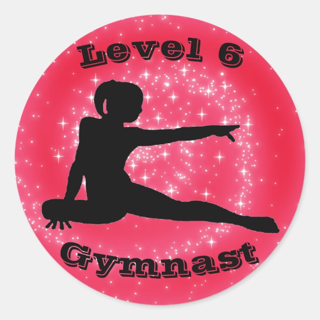 Level 6 Gymnast - (Level # can be changed) Classic Round Sticker (Front)