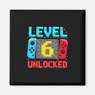 Level 6 Unlocked 6th Birthday Boy Gamer Six Year O Magnet