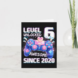 Level 6 unlocked 6th video gamer birthday grils card