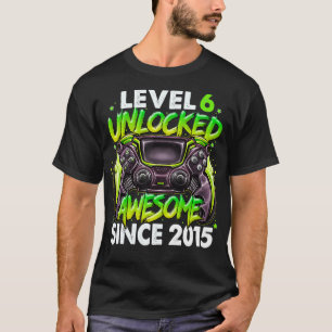 Level 6 Unlocked Awesome Since 2015 6th Birthday G T-Shirt