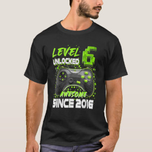 Level 6 Unlocked Awesome Since 2016 6th Birthday B T-Shirt