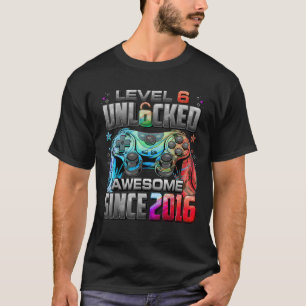 Level 6 Unlocked Awesome Since 2016 6th Birthday G T-Shirt