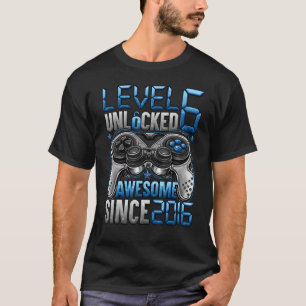 Level 6 Unlocked Awesome Since 2016 6th Birthday T-Shirt