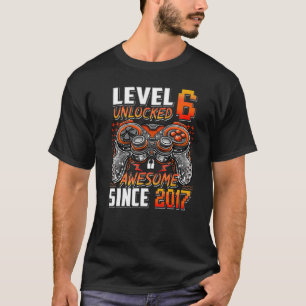 Level 6 Unlocked Awesome Since 2017 6th Birthday G T-Shirt
