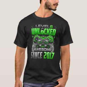 Level 6 Unlocked Awesome Since 2017 6th Birthday G T-Shirt