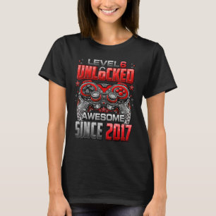 Level 6 Unlocked Awesome Since 2017 6th Birthday G T-Shirt