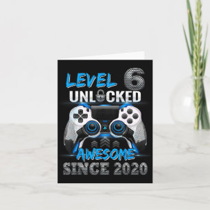 Level 6 Unlocked Awesome Since 2020 6th Birthday Card
