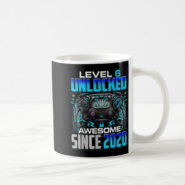 Level 6 Unlocked Awesome Since 2020 6th Birthday G Coffee Mug (Right)