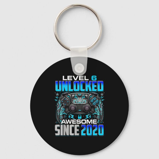 Level 6 Unlocked Awesome Since 2020 6th Birthday G Key Ring (Front)