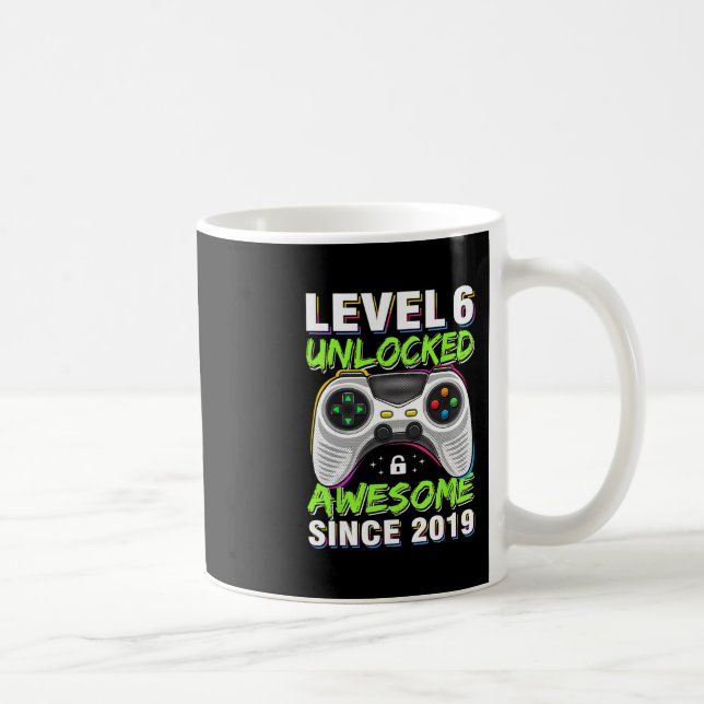 Level 6 Unlocked Awesome Since 6th Birthday Gaming Coffee Mug (Right)