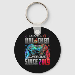 Level 6 Unlocked Awesome Since 6th Birthday Gaming Key Ring