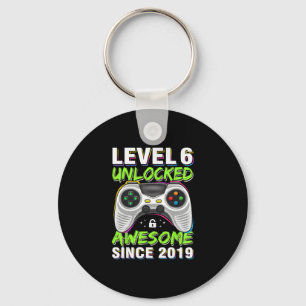 Level 6 Unlocked Awesome Since 6th Birthday Gaming Key Ring