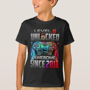 Level 6 Unlocked Awesome Since 6th Birthday Gaming T-Shirt