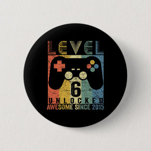 Level 6 Unlocked Awesome Video Game 6th Birthday B Cm Round Badge