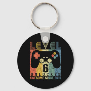 Level 6 Unlocked Awesome Video Game 6th Birthday B Key Ring